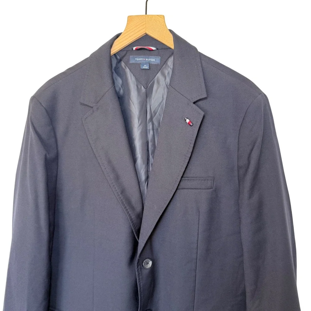 Tommy Hilfiger Blazer Mens 44 Navy Blue Office Sport Coat Preppy‎ Ivy League